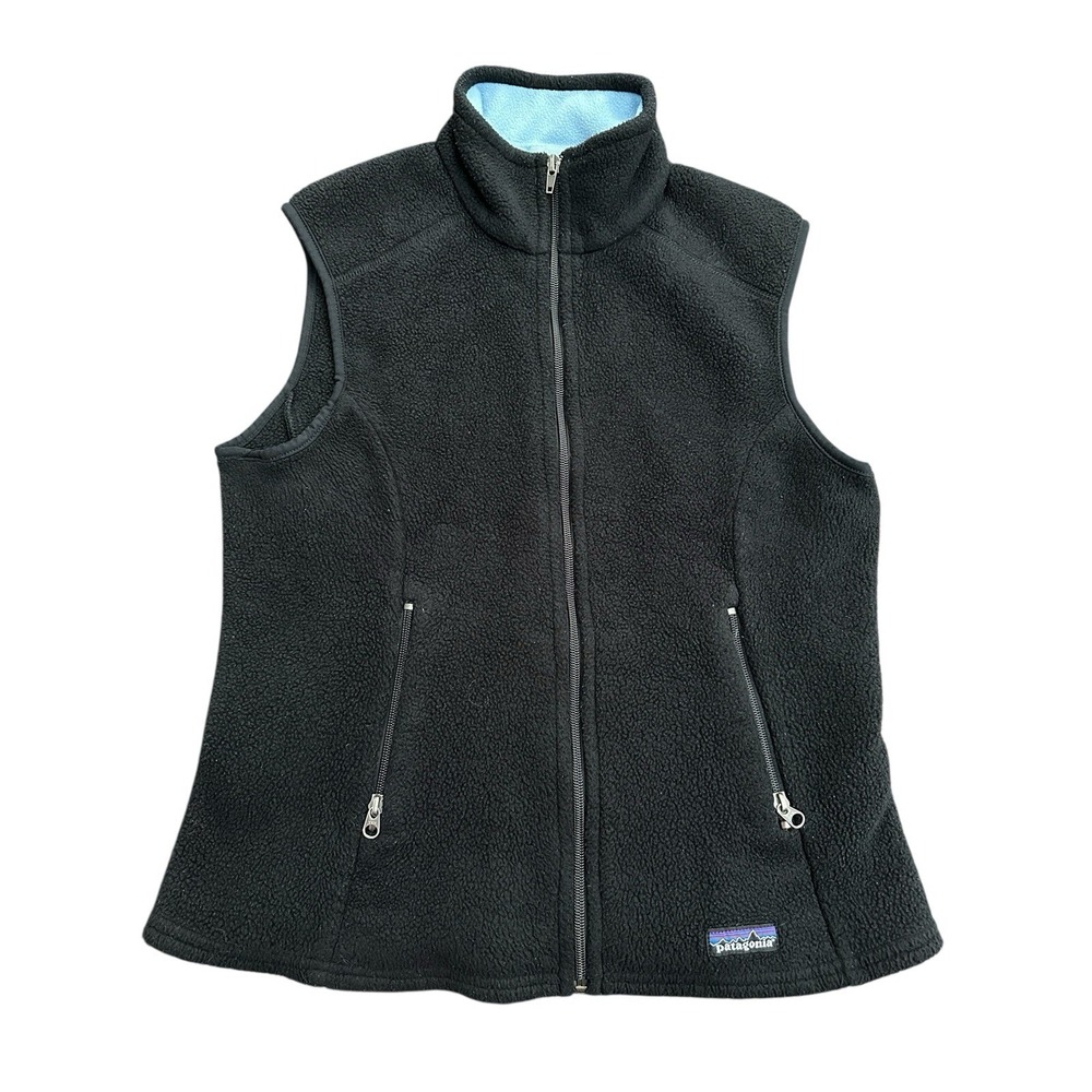 Patagonia Womens Flyer Full Zip Fleece Vest Medium Hiking Black Vintage #ST4-4